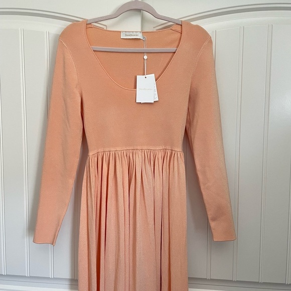 NWT Zimmermann Natura Metallic Scoopneck Maxi Dress peach size 3 US size 10 - Picture 4 of 11
